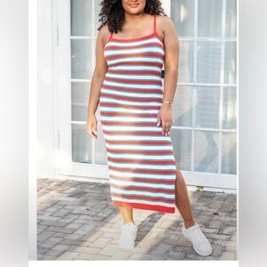 Pink lily multi stripe knit dress